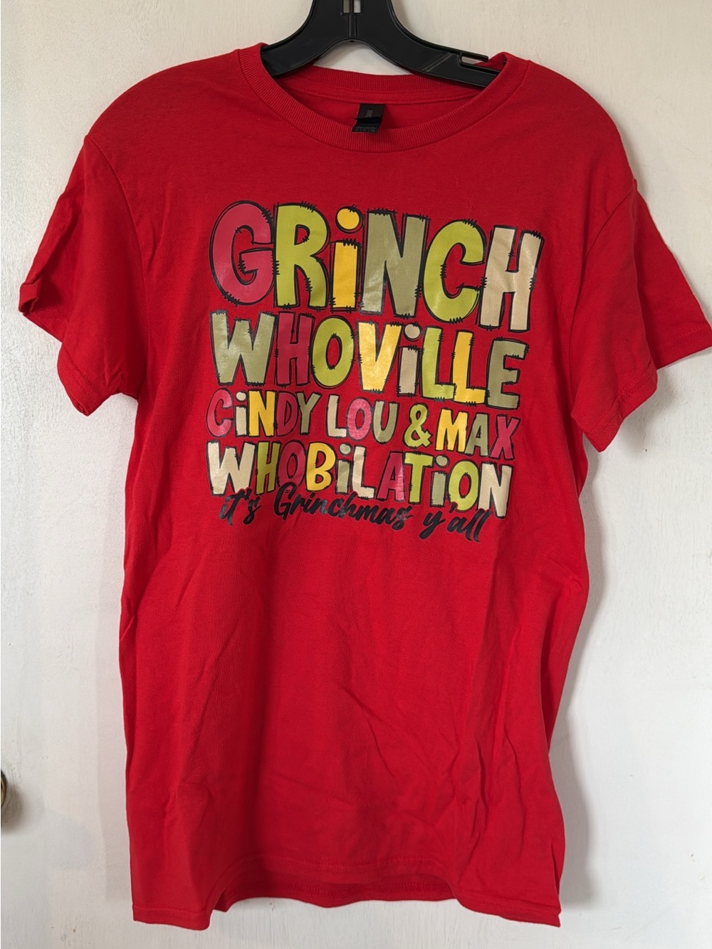 Gildan Red "Grinch Whoville" Short Sleeve Graphic Tee